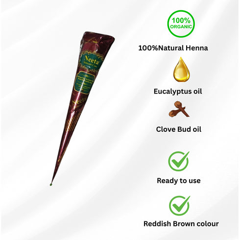 Organic Natural Reddish Brown Henna Cone